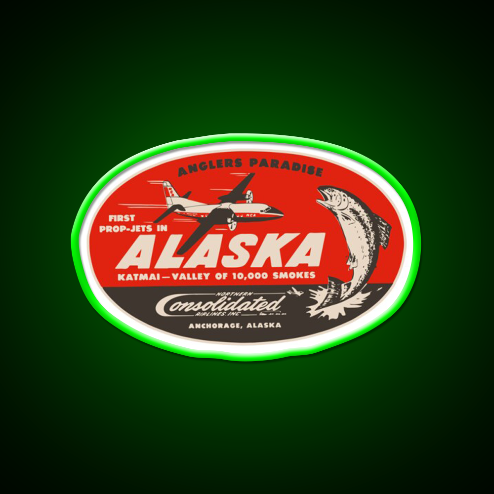 Vintage Alaska Airlines Whiskey Drink Bar Led Neon Sign Rgb Color