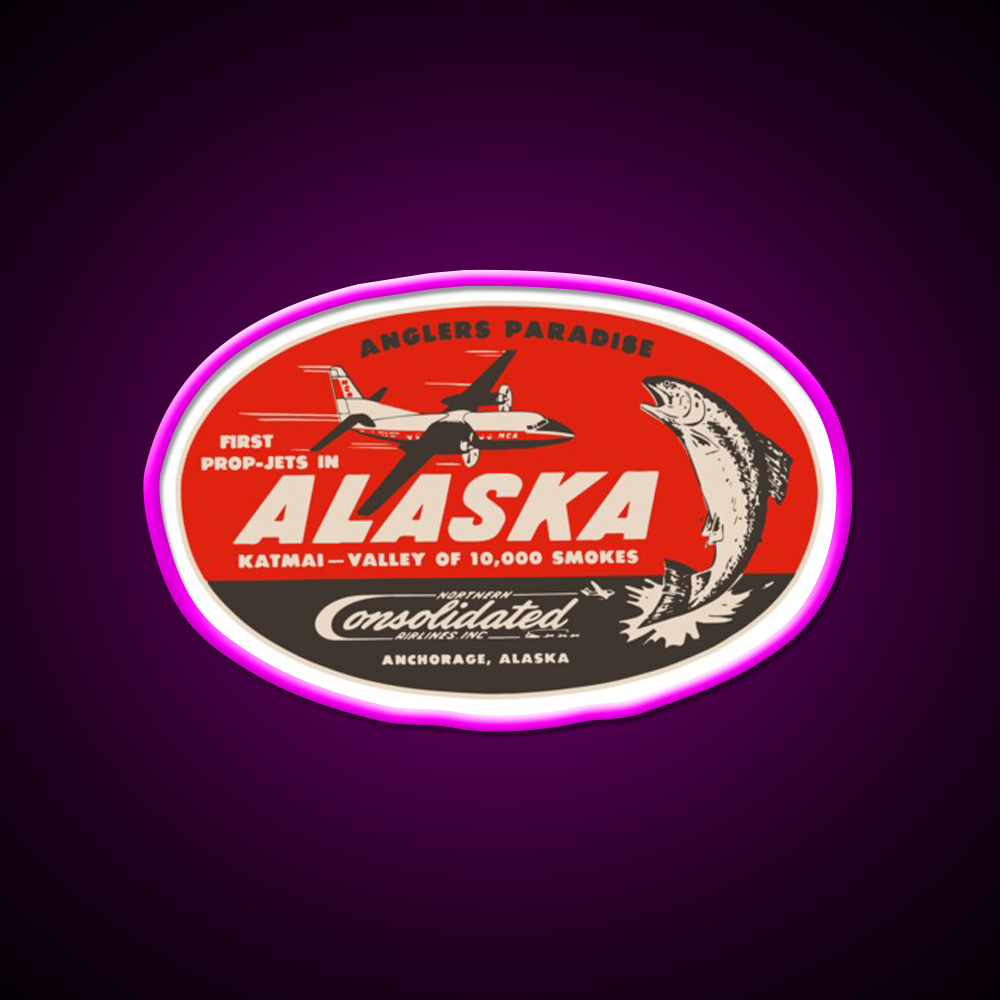 Vintage Alaska Airlines Whiskey Drink Bar Led Neon Sign Rgb Color