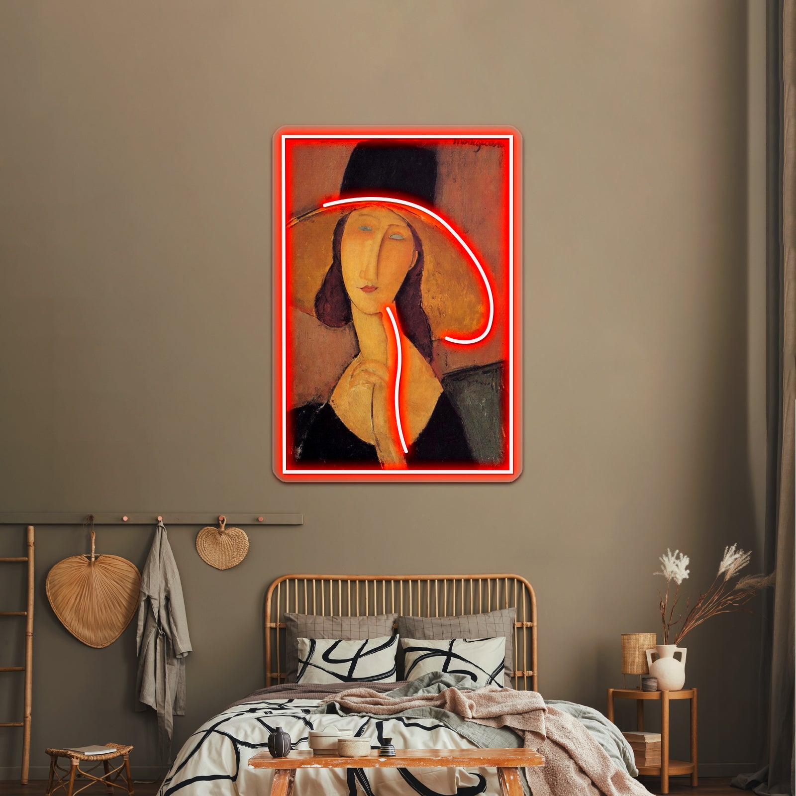 Vintage Amedeo Modigliani Woman With Hat Circa1920 Fine Art Wall Artwork Neon Signs | Shineneon