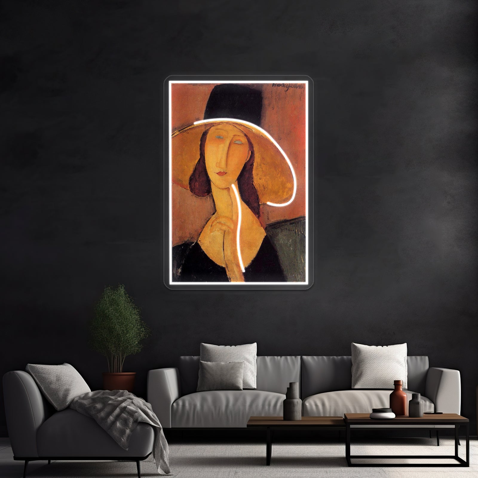 Vintage Amedeo Modigliani Woman With Hat Circa1920 Fine Art Wall Artwork Neon Signs | Shineneon