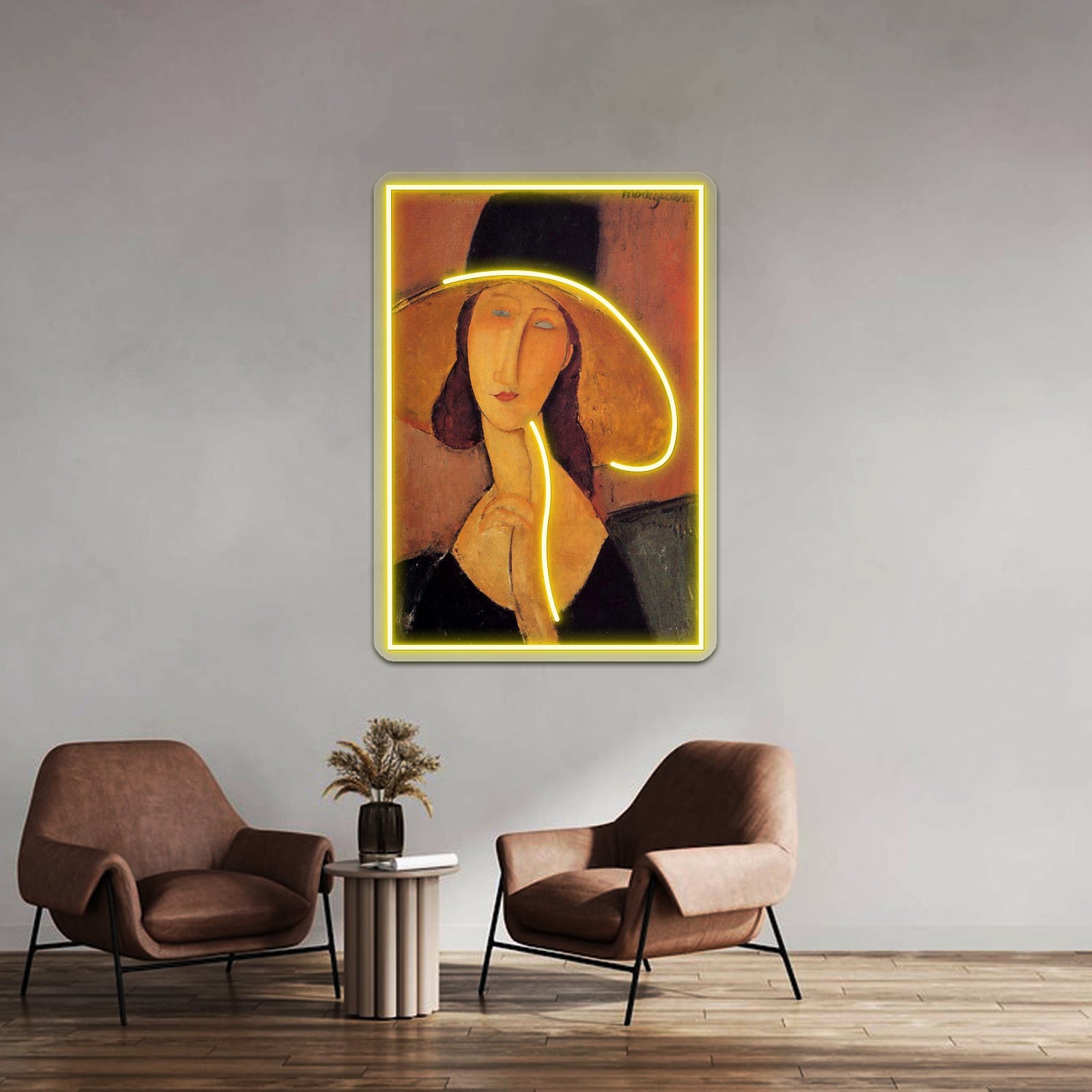 Vintage Amedeo Modigliani Woman With Hat Circa1920 Fine Art Wall Artwork Neon Signs | Shineneon