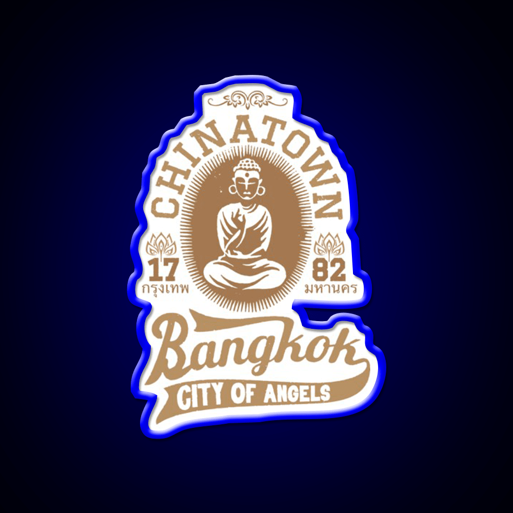 Vintage Bangkok Buddha Logo Retro Thai Asian Cultural Led Neon Sign Rgb Color - Shineneon