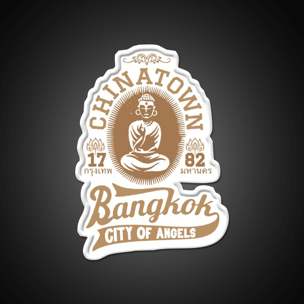Vintage Bangkok Buddha Logo Retro Thai Asian Cultural Led Neon Sign Rgb Color - Shineneon