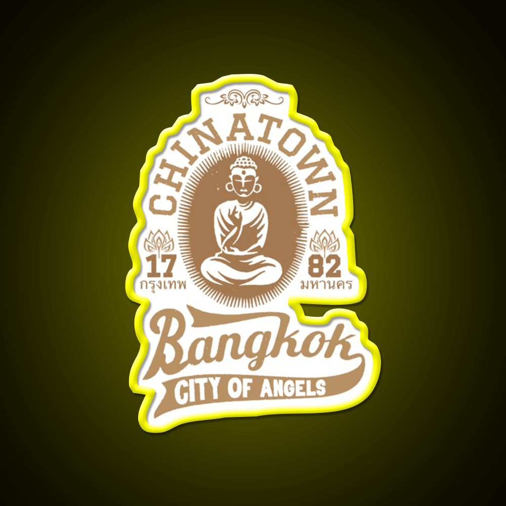 Vintage Bangkok Buddha Logo Retro Thai Asian Cultural Led Neon Sign Rgb Color - Shineneon