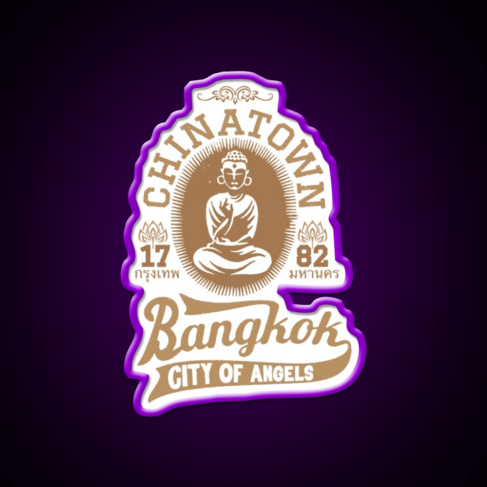 Vintage Bangkok Buddha Logo Retro Thai Asian Cultural Led Neon Sign Rgb Color - Shineneon