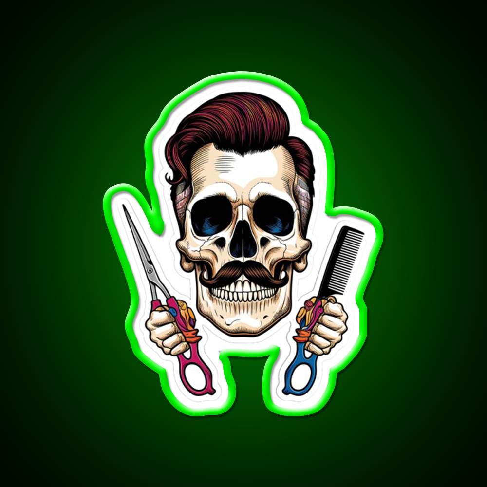 Vintage Barber Skull Pop Art Design Barber Shop Haircut Led Neon Sign - LED neon sign view 8