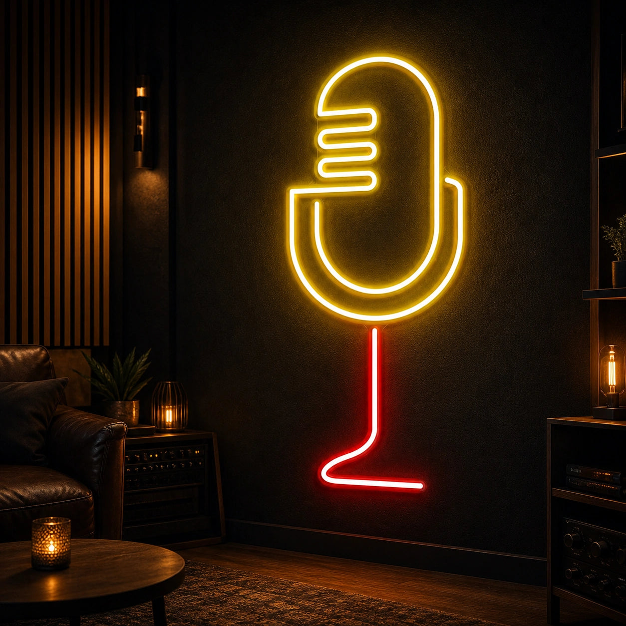 Vintage Broadcast Microphone Stand LED Neon Sign high-converting product image