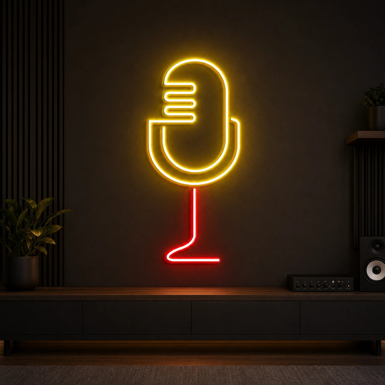 Vintage Broadcast Microphone Stand LED Neon Sign size image
