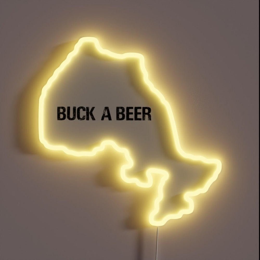 Vintage Buck A Beer Ontartio Canada Map Beer Rgb Led Neon Sign - Shineneon