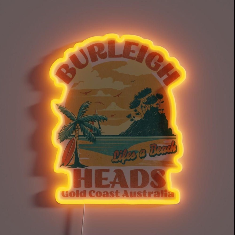 Vintage Burleigh Heads Design Rgb Led Neon Sign - Shineneon