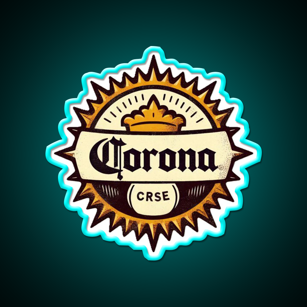 Vintage Corona Logo Vector Art Beer Bar Decor Led Neon Sign Rgb Color - Size and dimension reference