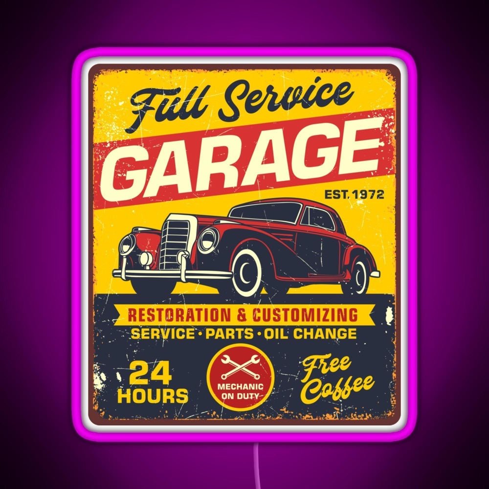 Vintage Full Service Garage Sign Rgb Neon Sign - Shineneon