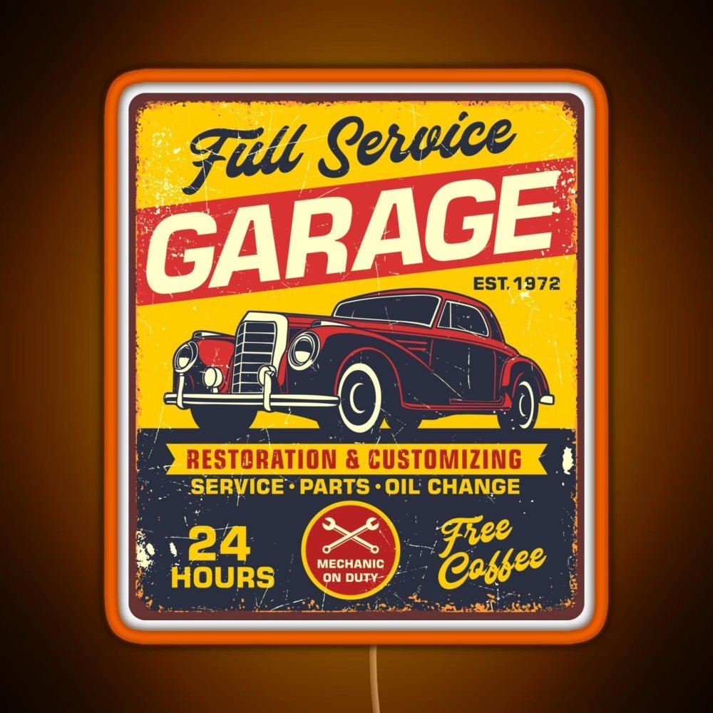 Vintage Full Service Garage Sign Rgb Neon Sign - Shineneon