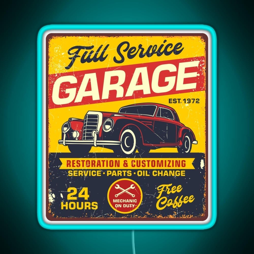 Vintage Full Service Garage Sign Rgb Neon Sign - Shineneon