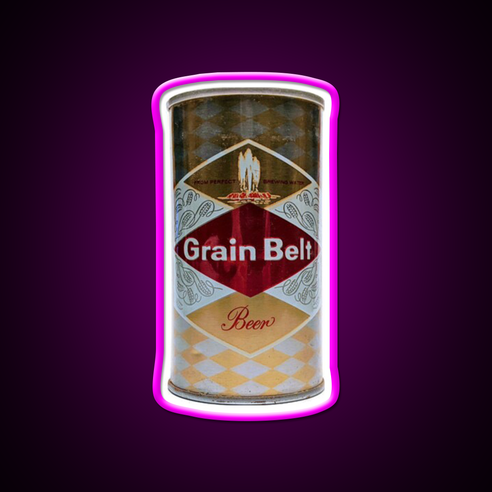 Vintage Grain Belt Beer Can Beer Bar Decor Led Neon Sign Rgb Color - Neon sign mounted on wall in room