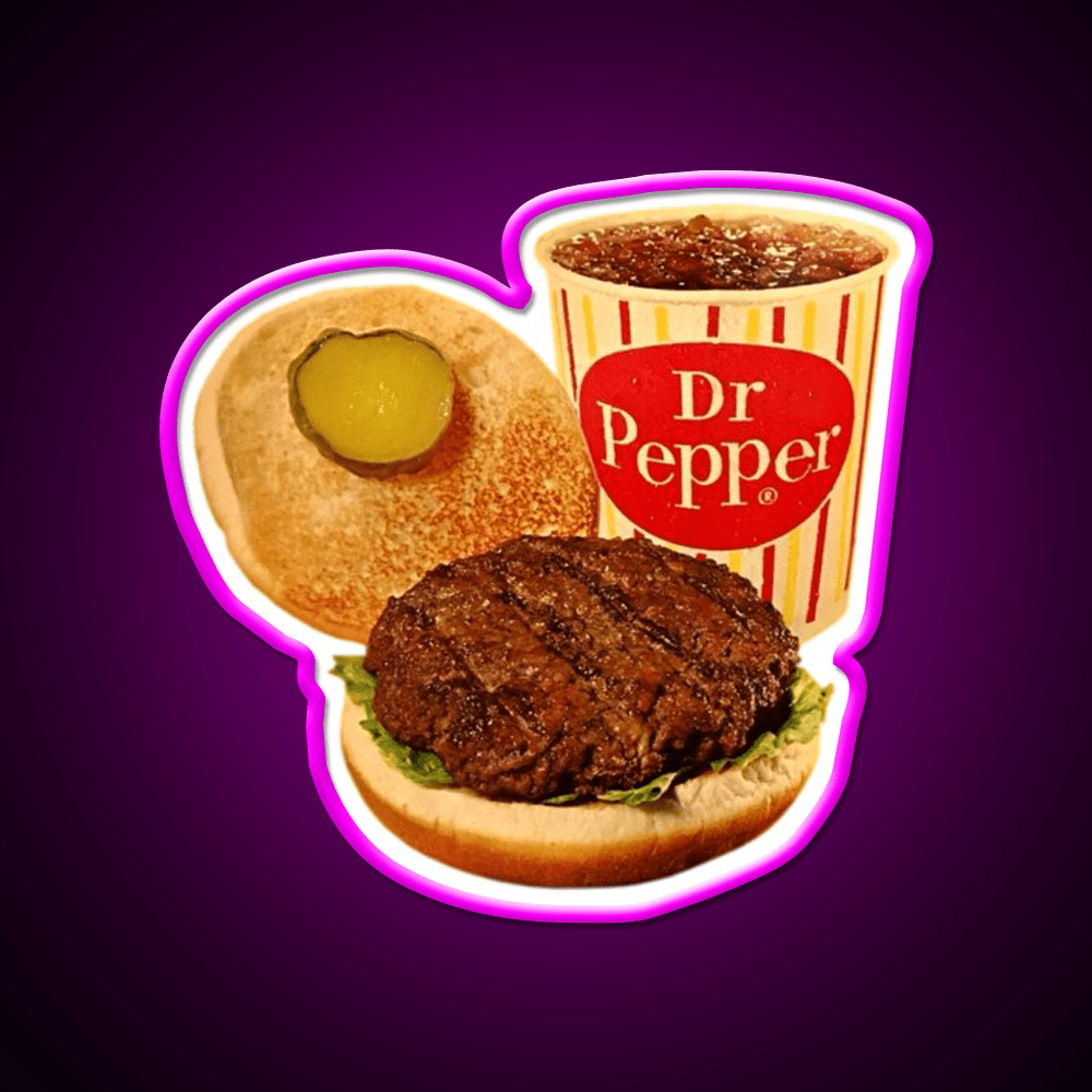 Vintage Hamburger And Soda Pop Fast Food Led Neon Sign For Burger Place Rgb Color - Shineneon