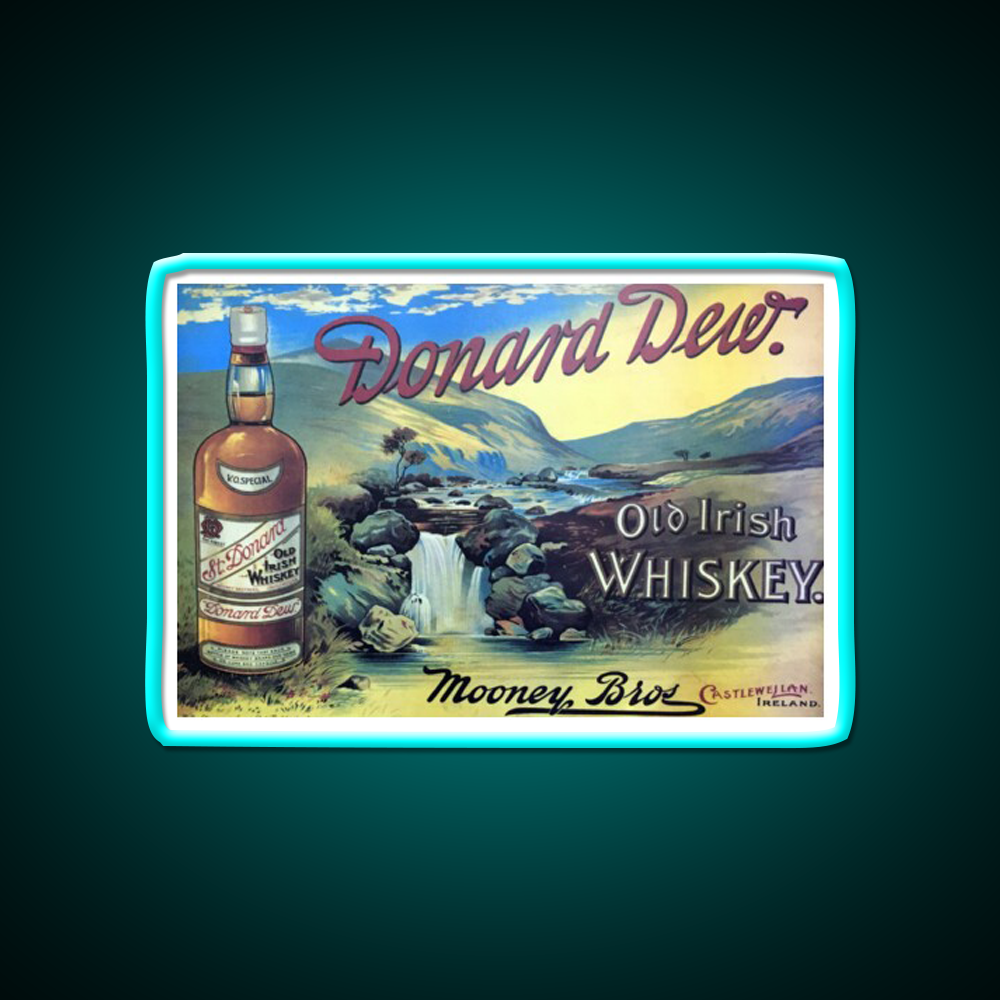 Vintage Irish Whiskey Poster Whiskey Drink Bar Led Neon Sign Rgb Color