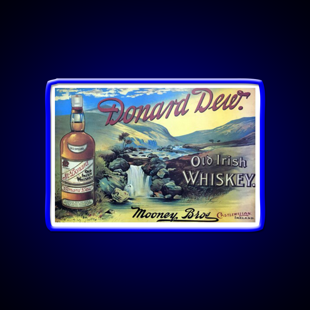 Vintage Irish Whiskey Poster Whiskey Drink Bar Led Neon Sign Rgb Color