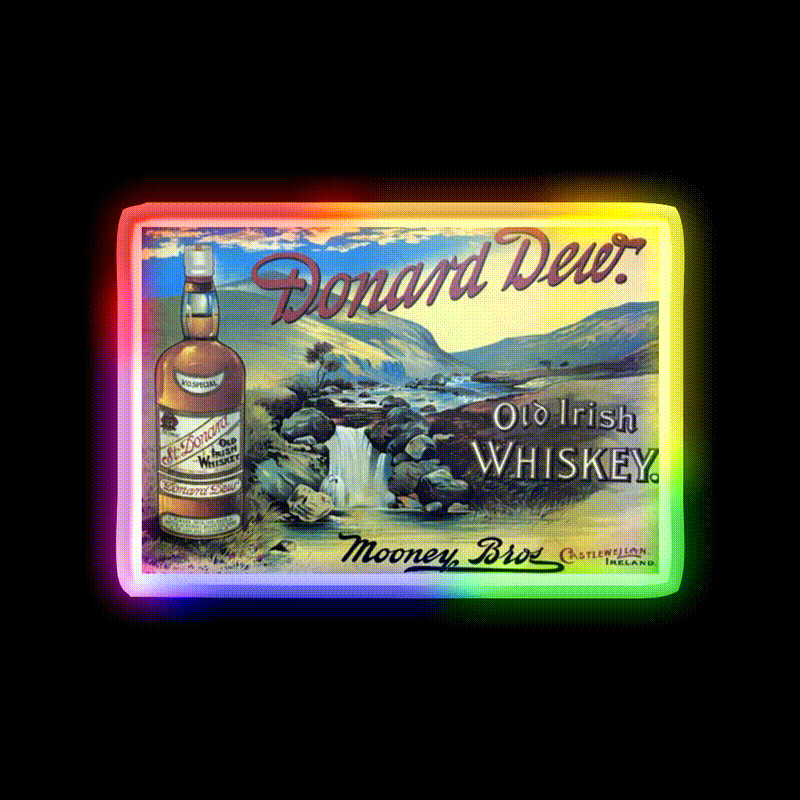 Vintage Irish Whiskey Poster Whiskey Drink Bar Led Neon Sign Rgb Color