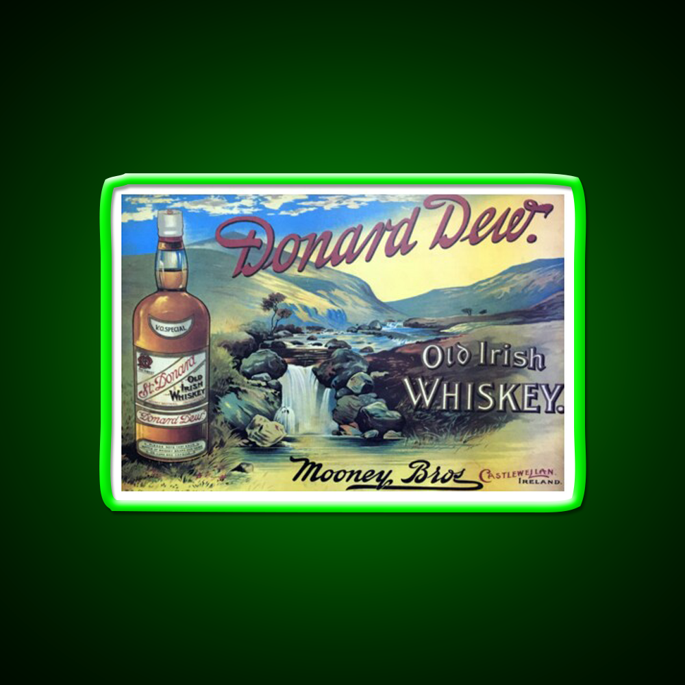 Vintage Irish Whiskey Poster Whiskey Drink Bar Led Neon Sign Rgb Color