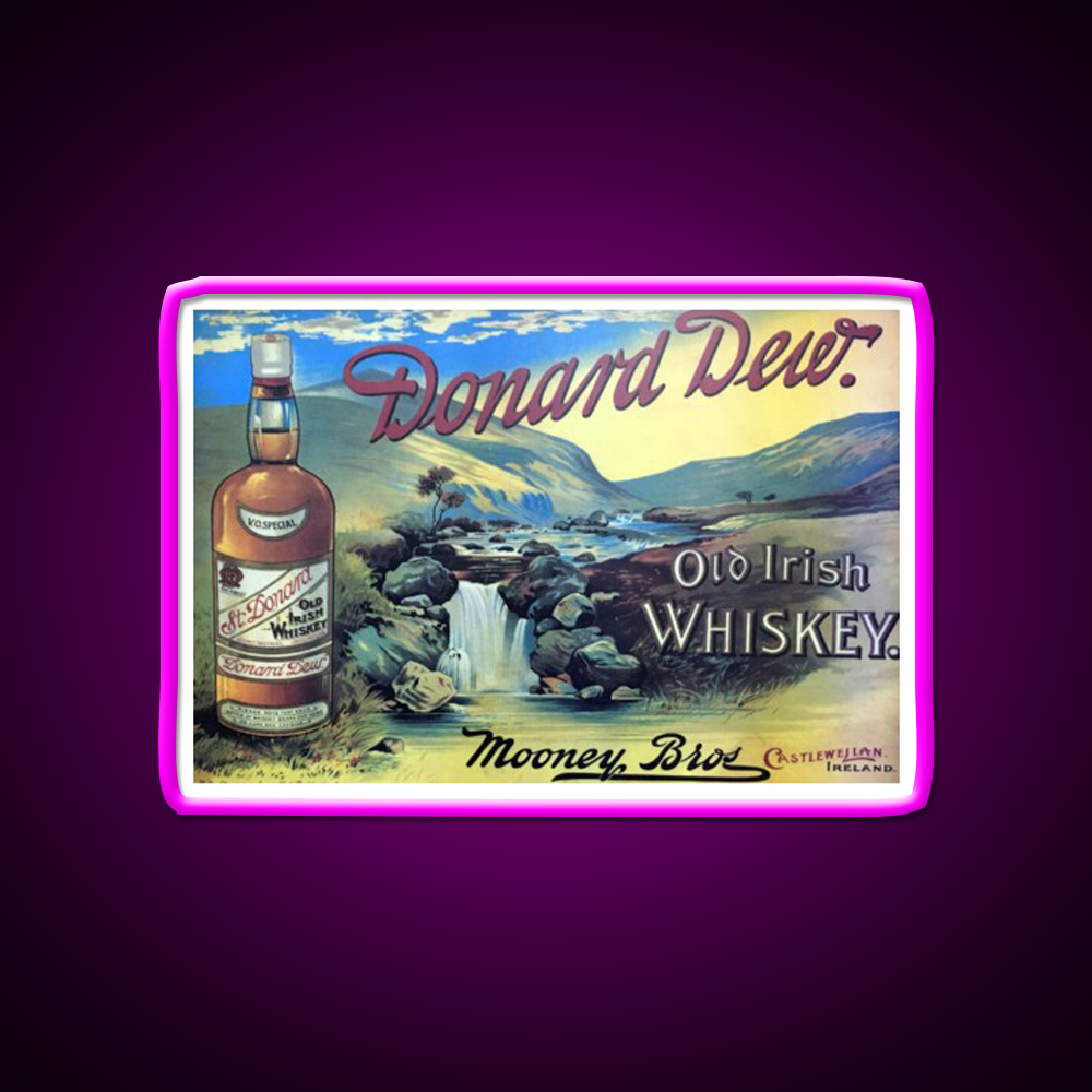 Vintage Irish Whiskey Poster Whiskey Drink Bar Led Neon Sign Rgb Color