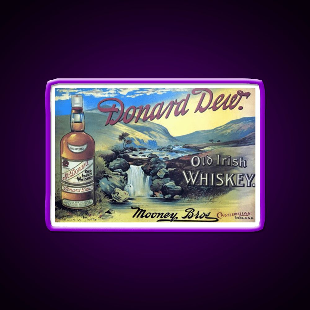 Vintage Irish Whiskey Poster Whiskey Drink Bar Led Neon Sign Rgb Color - Shineneon