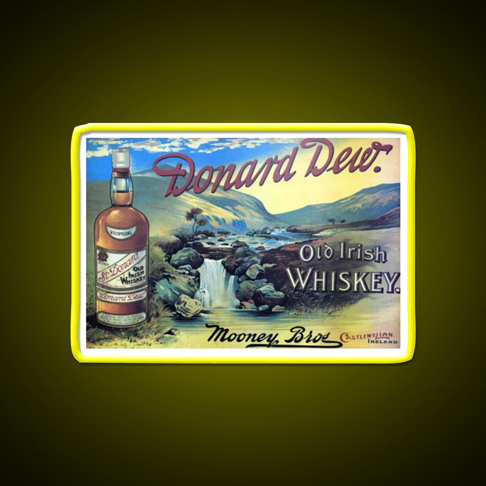 Vintage Irish Whiskey Poster Whiskey Drink Bar Led Neon Sign Rgb Color