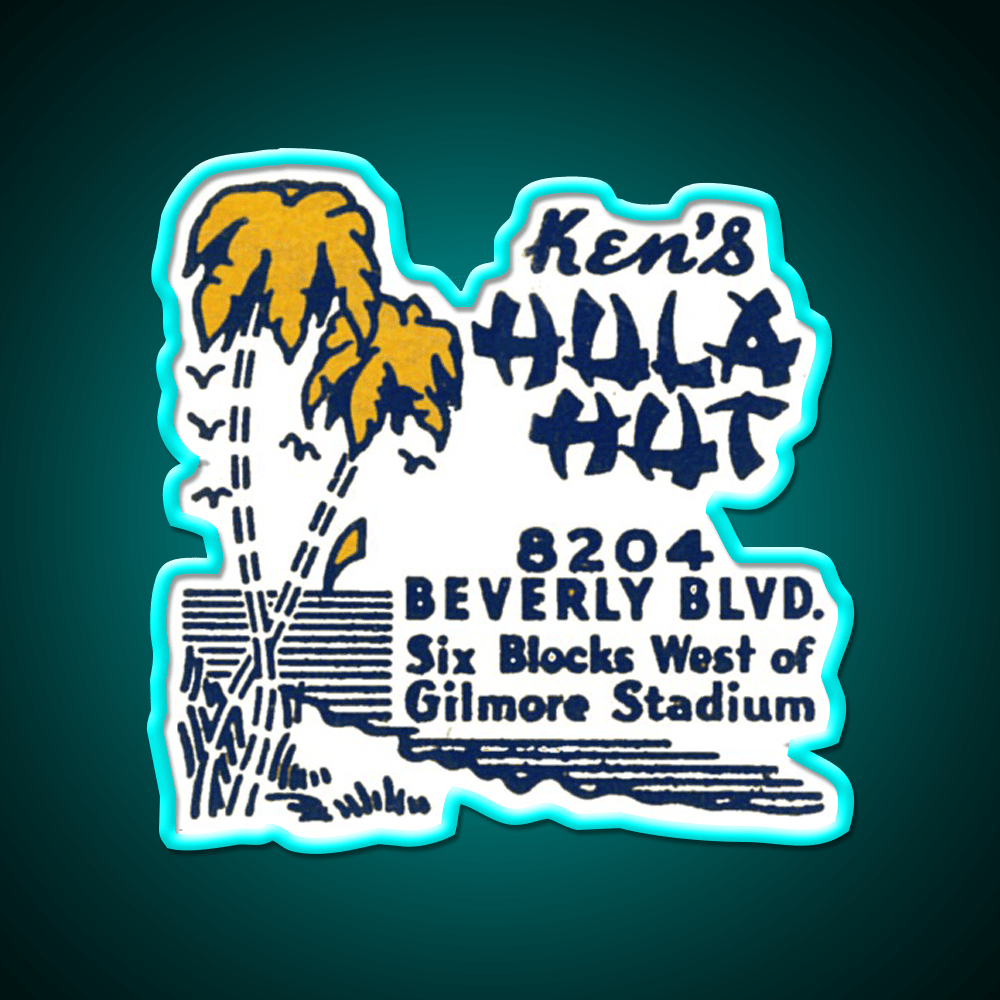 Vintage Kens Hula Hut Los Angeles Cocktail Bar Decor Led Neon Sign Rgb Color - Shineneon