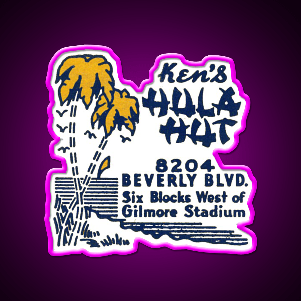 Vintage Kens Hula Hut Los Angeles Cocktail Bar Decor Led Neon Sign Rgb Color - Shineneon
