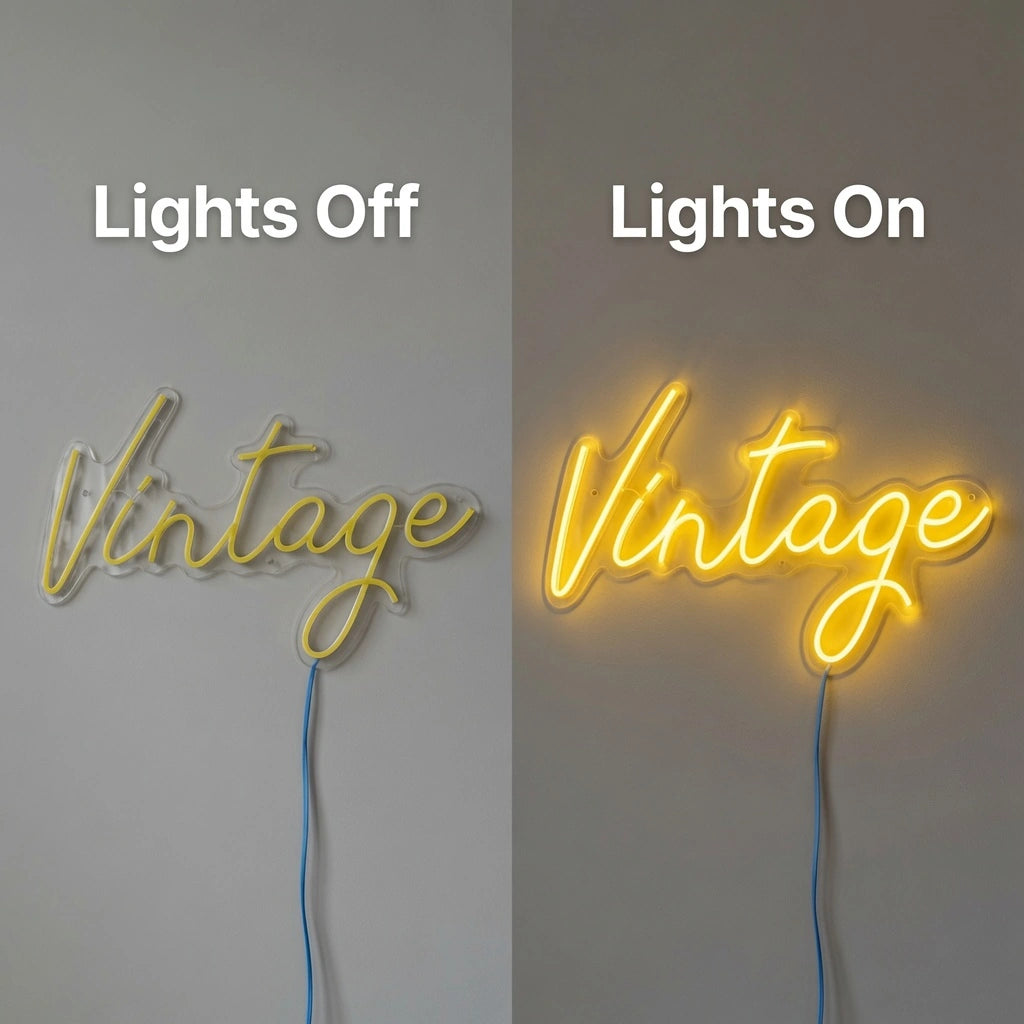 Vintage LED Neon Sign - 06 Day Night Comparison