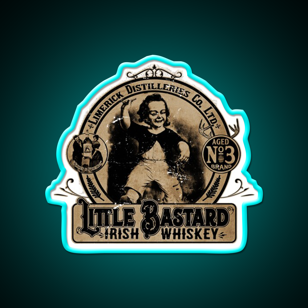 Vintage Little Bastard Irish Whiskey Drink Bar Led Neon Sign Rgb Color