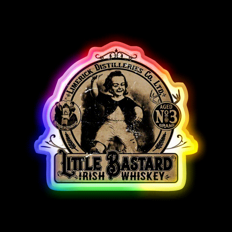 Vintage Little Bastard Irish Whiskey Drink Bar Led Neon Sign Rgb Color
