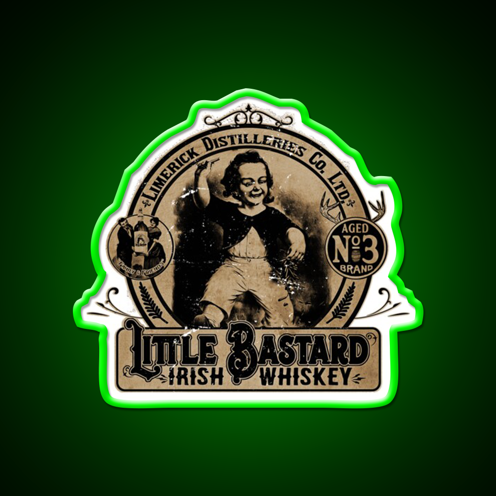 Vintage Little Bastard Irish Whiskey Drink Bar Led Neon Sign Rgb Color