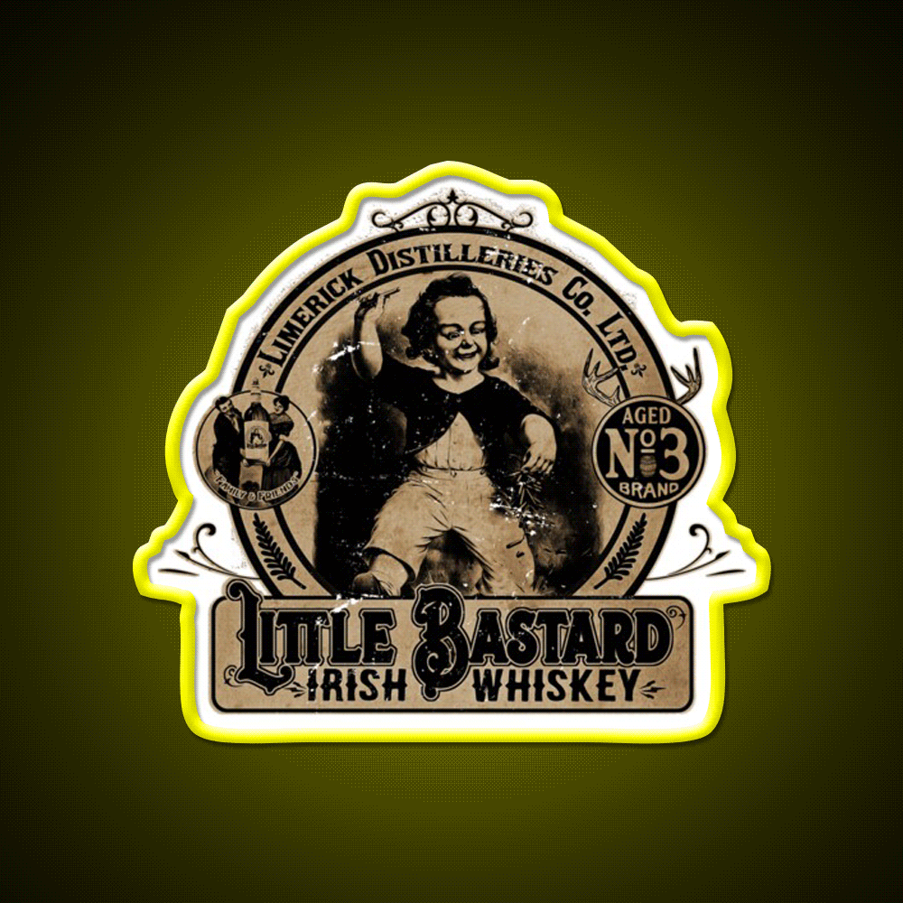Vintage Little Bastard Irish Whiskey Drink Bar Led Neon Sign Rgb Color