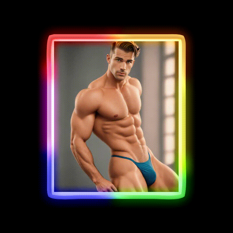 Vintage Male 396 Gym Fitness Led Neon Sign Rgb Color - LED neon sign close-up detail