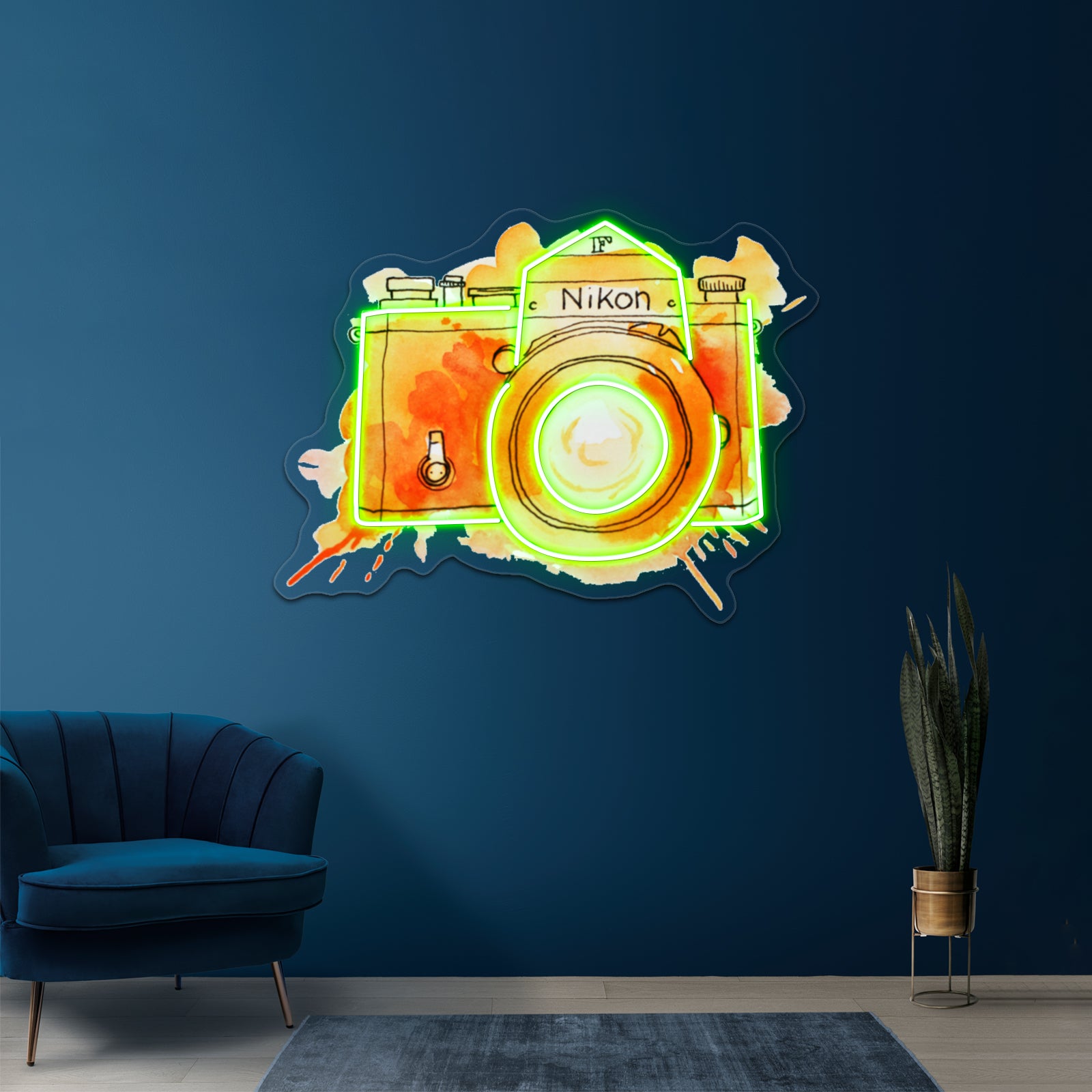 Vintage Nikon Camera Orange Artwork Neon Signs Custom | Shineneon