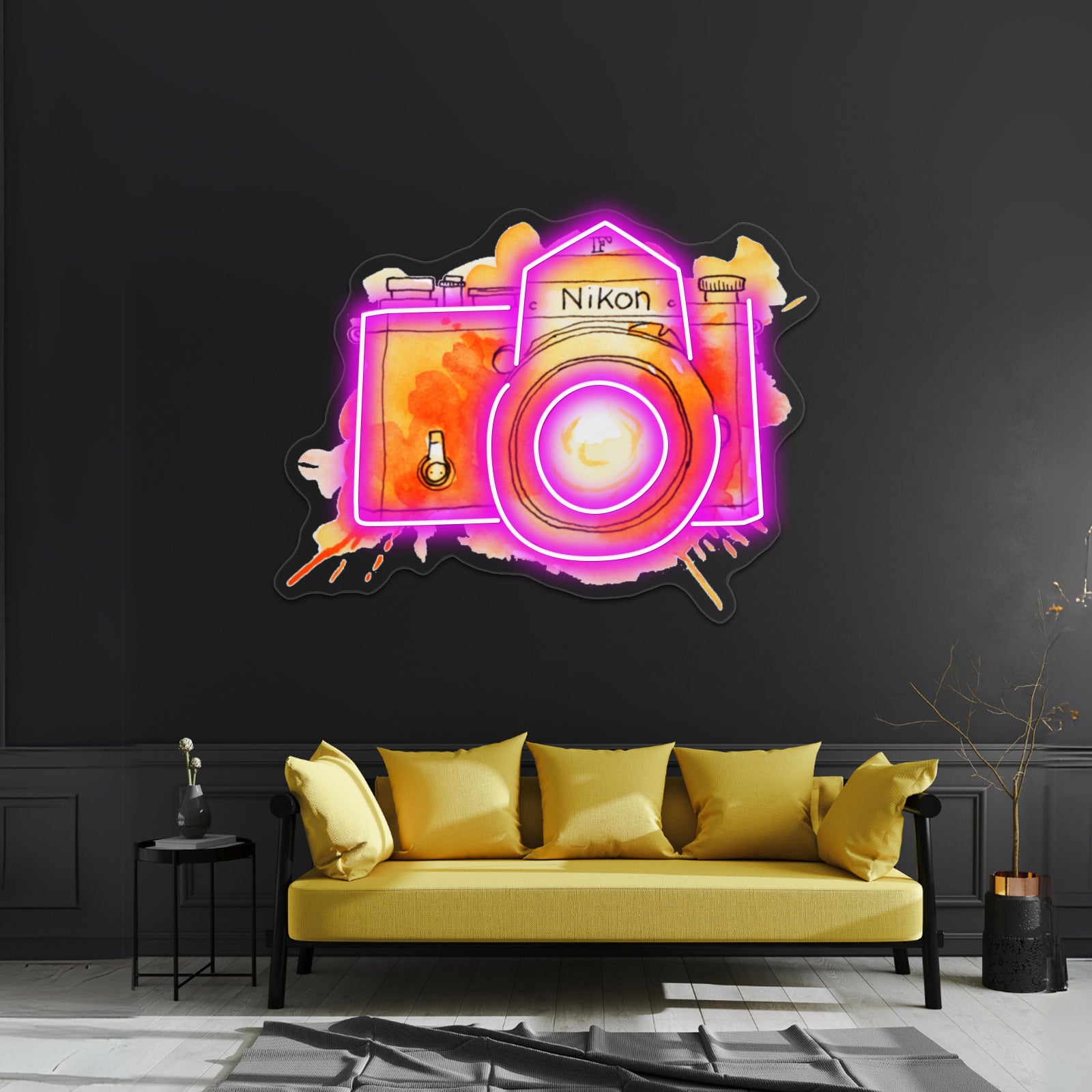 Vintage Nikon Camera Orange Artwork Neon Signs Custom | Shineneon