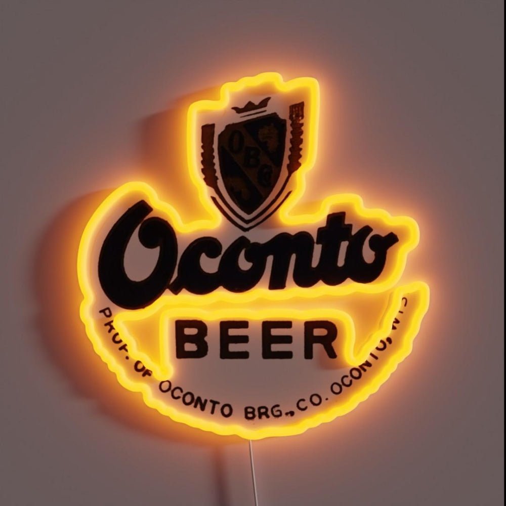 Vintage Oconto Beer Brewing Co Oconto Wisconsin Rgb Led Neon Sign - Shineneon