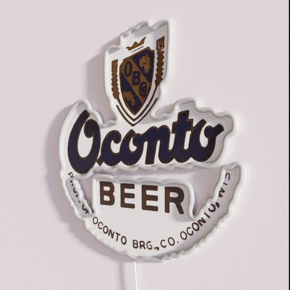 Vintage Oconto Beer Brewing Co Oconto Wisconsin Rgb Led Neon Sign - Shineneon