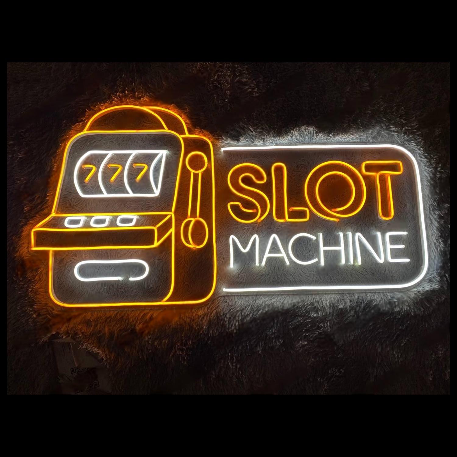 Vintage Orange-White Slot Machine Led Neon Sign For Bar Casino | Shineneon