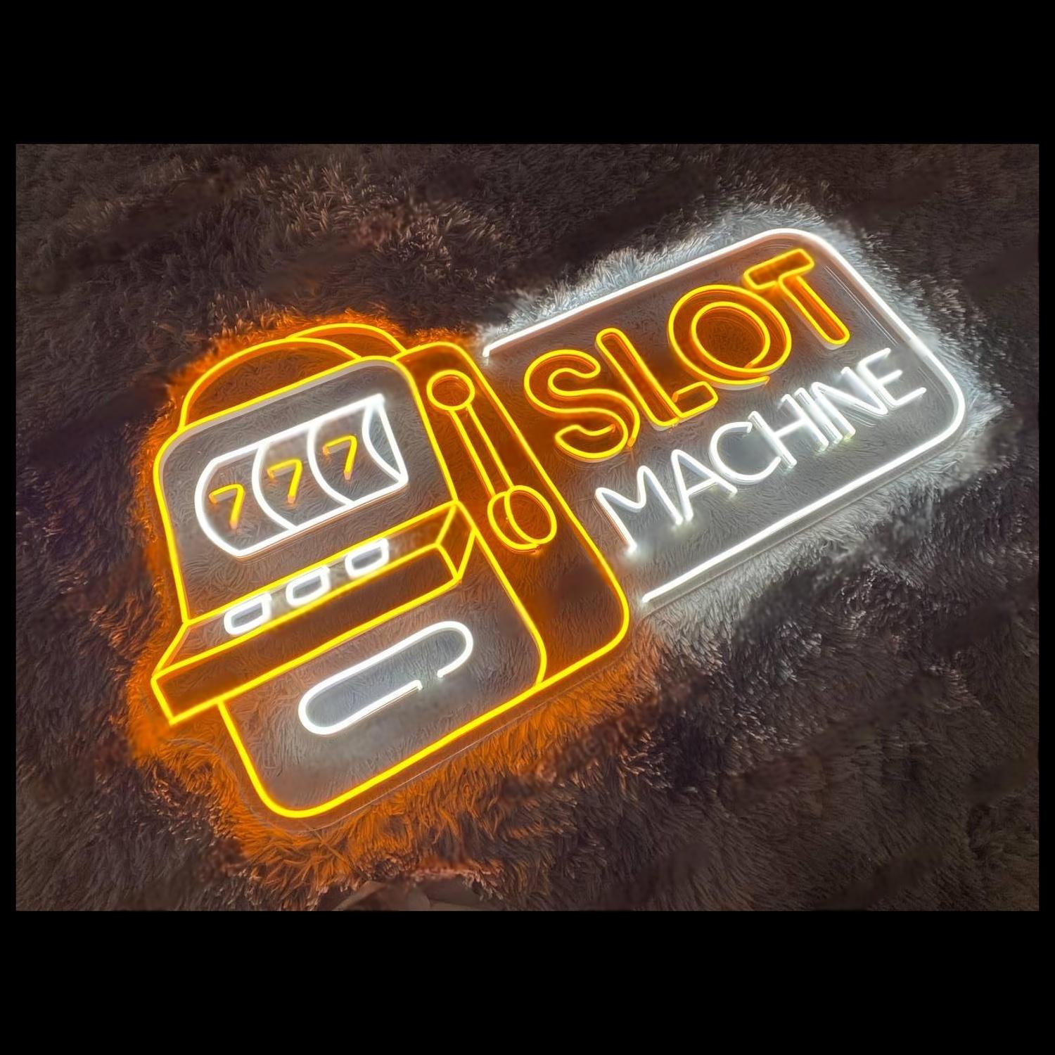 Vintage Orange-White Slot Machine Led Neon Sign For Bar Casino | Shineneon