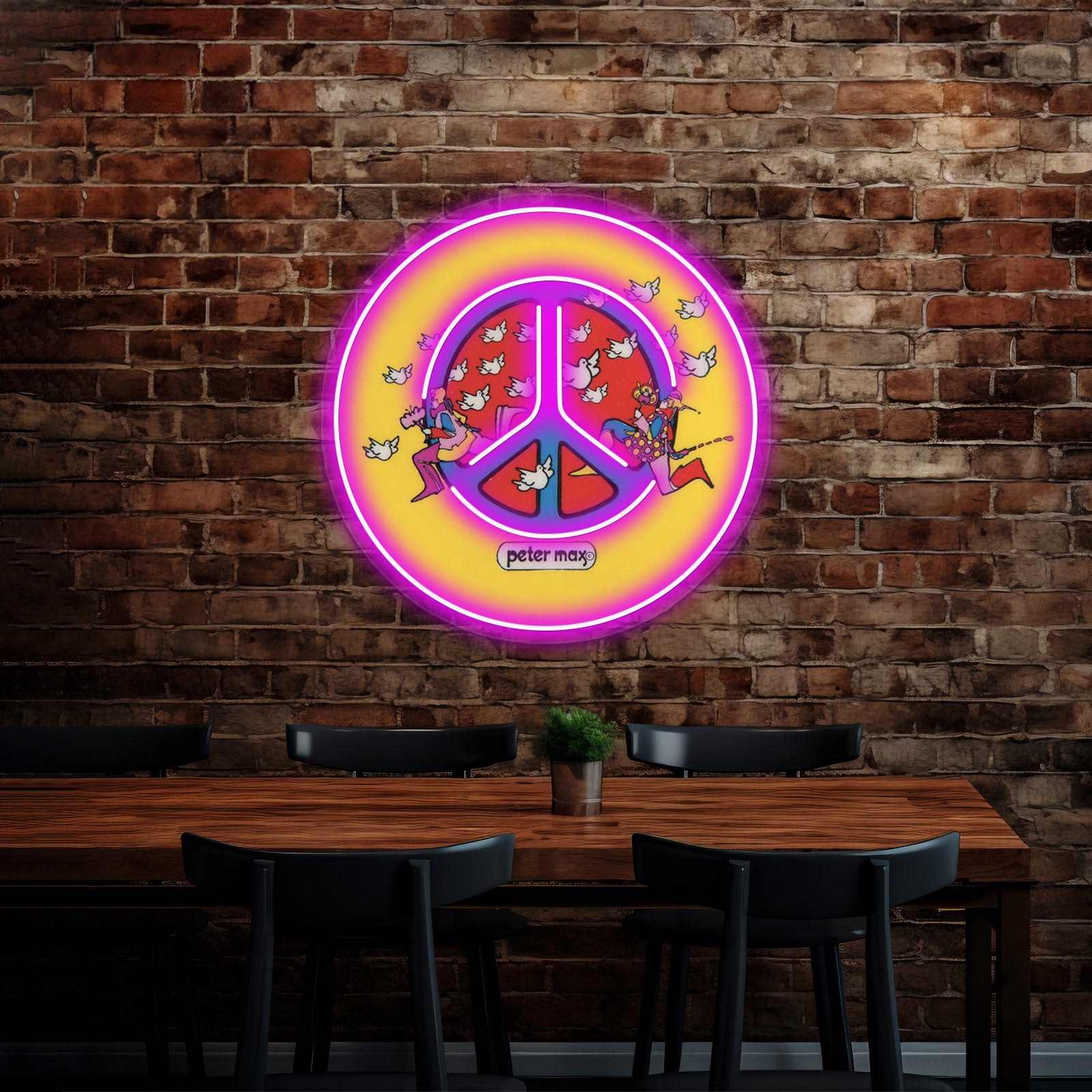 Vintage Peter Max Peace Sign Pop Cosmic Artwork Neon Signs Custom | Shineneon