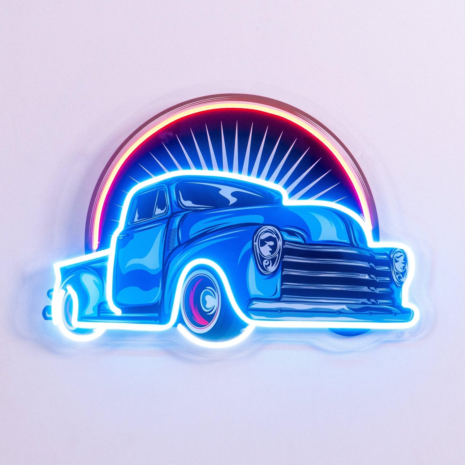 Vintage Pickup Truck Blue Red Pink Uv Printed Led Neon Sign For Auto Diner Wall Decor | Shineneon