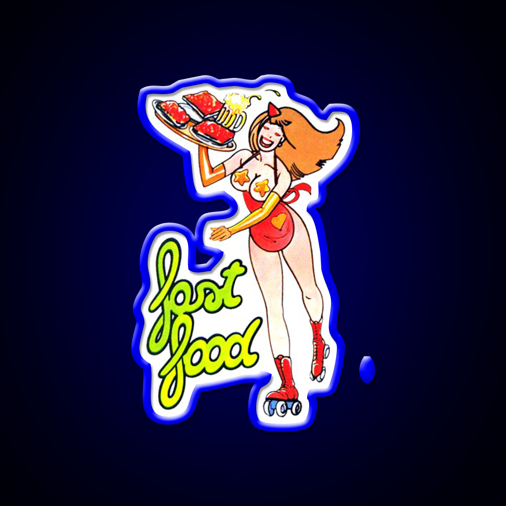 Vintage Pin Up Fast Food 5 Fast Food Led Neon Sign For Burger Place Rgb Color - Shineneon