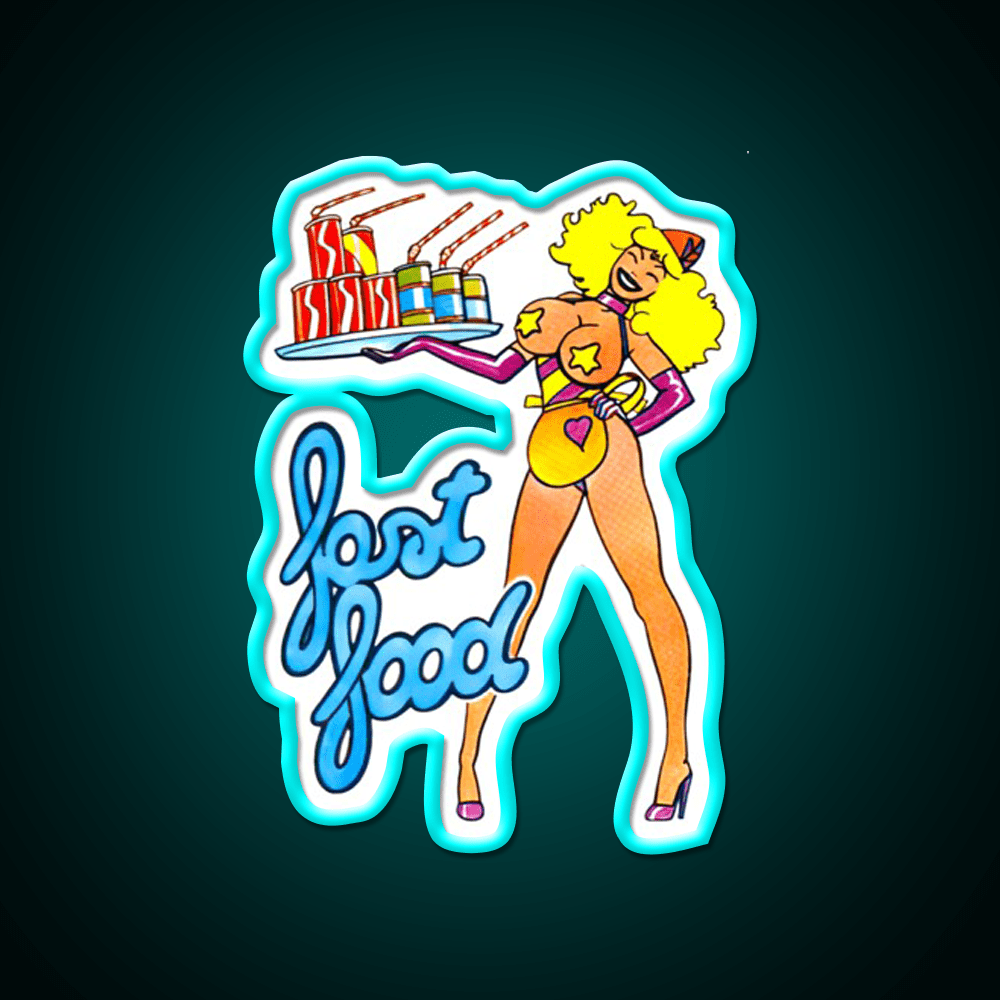 Vintage Pin Up Fast Food Led Neon Sign For Burger Place Rgb Color - Shineneon