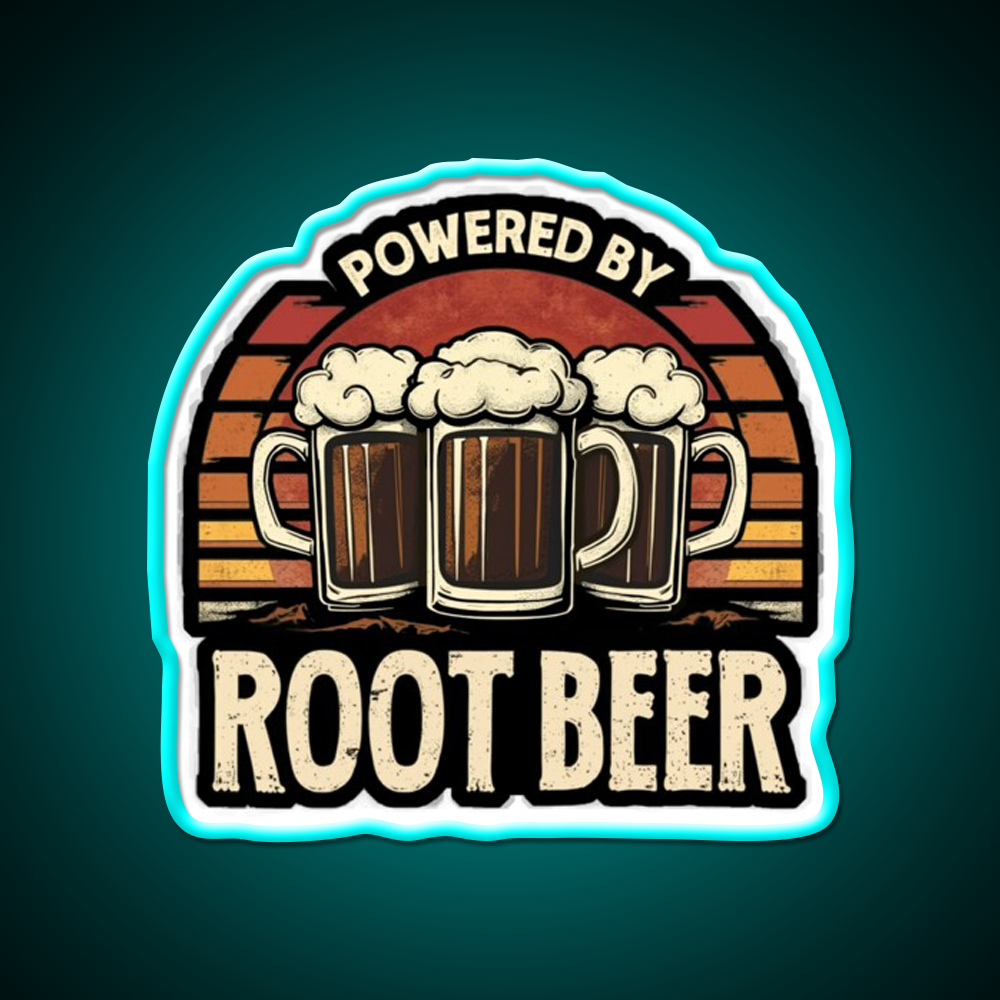 Vintage Powered By Root Beer Funny Drinking Beer Bar Decor Led Neon Sign Rgb Color - Size and dimension reference