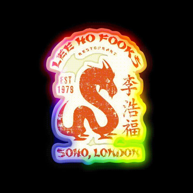 Vintage Resto 90S Asian Cultural Led Neon Sign Rgb Color - LED neon sign close-up detail