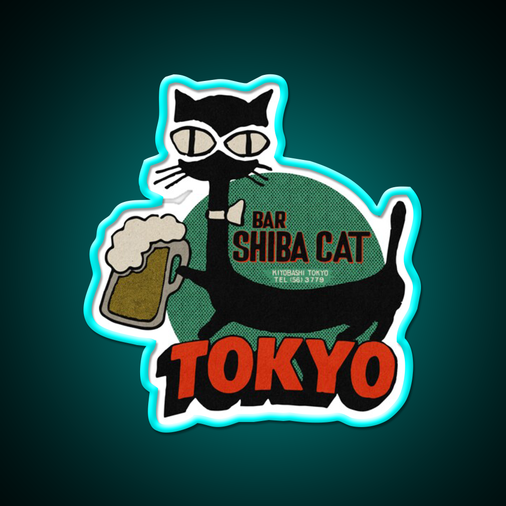 Vintage Shiba Cat Bar Tokyo Beer Bar Decor Led Neon Sign Rgb Color - Size and dimension reference
