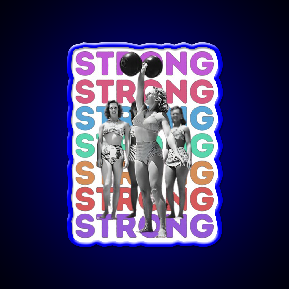 Vintage Strongwoman Muscle Beach Gym Fitness Led Neon Sign Rgb Color - LED neon sign view 5