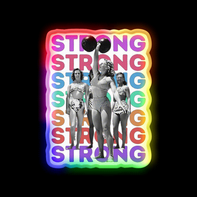 Vintage Strongwoman Muscle Beach Gym Fitness Led Neon Sign Rgb Color - LED neon sign close-up detail